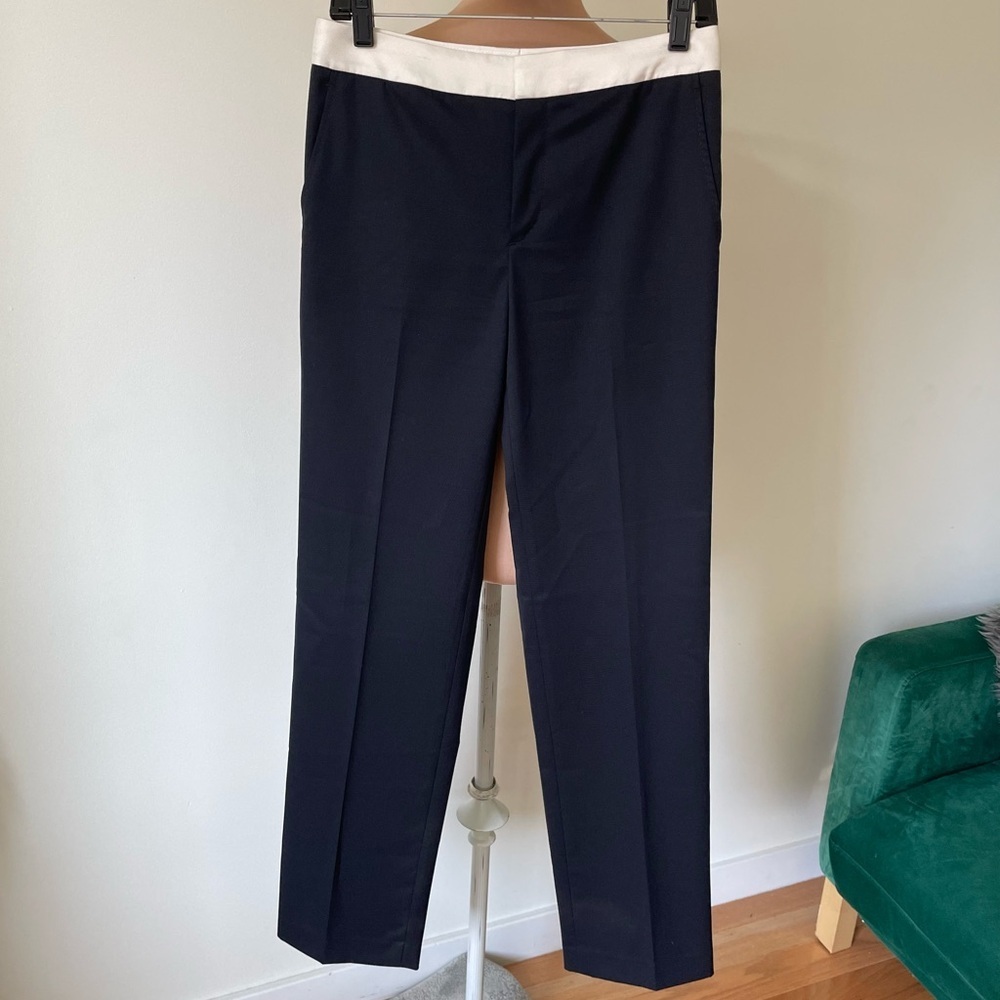Rag & Bone Womens Wool Silk Combo Color Block Waist Black Trouser Pants Size 0